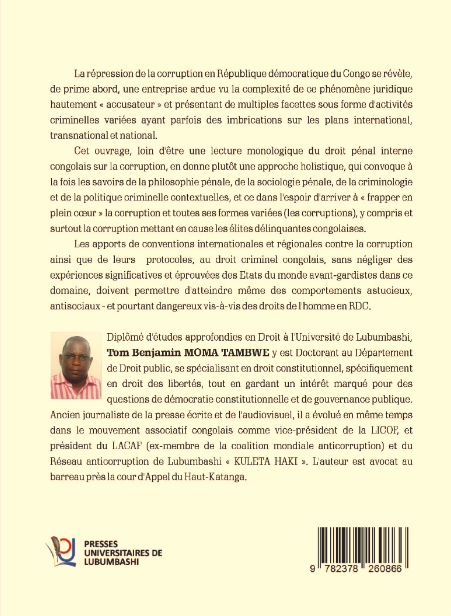 Répression de la corruption en République Démocratique du Congo: Approche holistique d'un phénomène juridique complexe